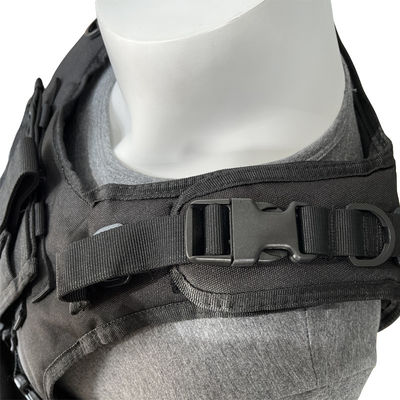 Chaqueta de protección ajustable de chaleco negro con sistema Molle en tela de poliéster