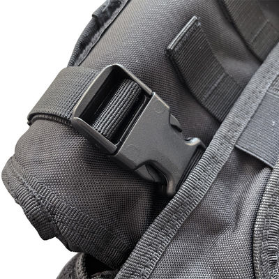 Chaqueta de protección ajustable de chaleco negro con sistema Molle en tela de poliéster