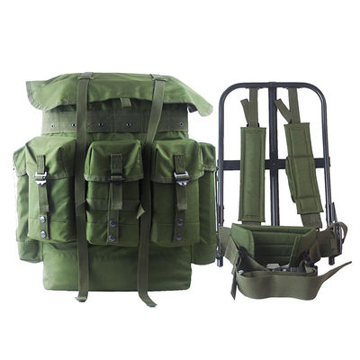 Mochila de montañismo impermeable con marco de aluminio marco de hierro y gran capacidad