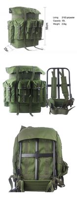 Mochila de viaje de tejido verde de Oxford de 50L con marco metálico y 600*900D