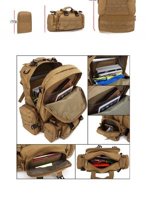 55L 600D Mochila impermeable de tejido de Oxford con bolsas de accesorios más pequeñas extraíbles