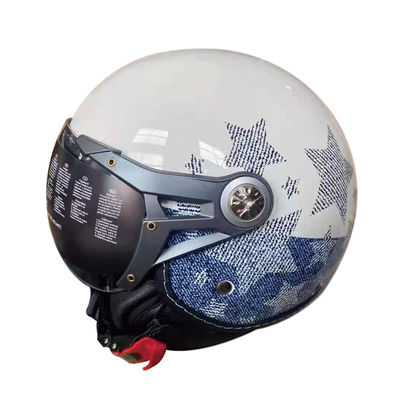 Casco de motocicleta ABS blanco para conducir con/sin LED