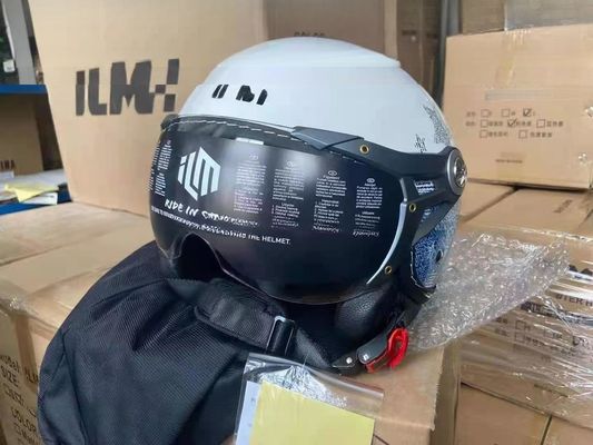 Casco de motocicleta ABS blanco para conducir con/sin LED