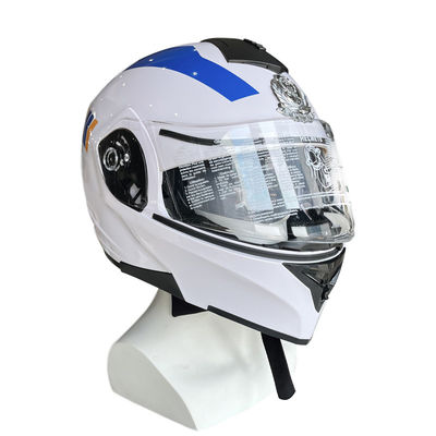 Casco de motocicleta ABS blanco con protección de PC de cara completa personalizable