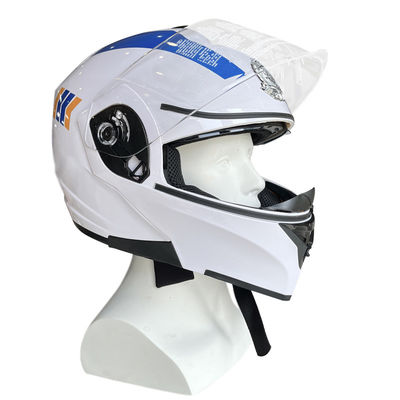 Casco de motocicleta ABS blanco con protección de PC de cara completa personalizable