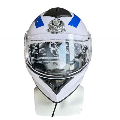 Casco de motocicleta ABS blanco con protección de PC de cara completa personalizable