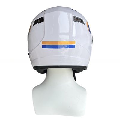 Casco de motocicleta ABS blanco con protección de PC de cara completa personalizable