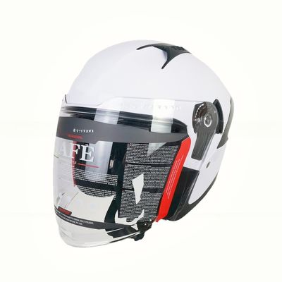 Casco de motocicleta ABS blanco con escudo PC de mitad de cara y diseño personalizable