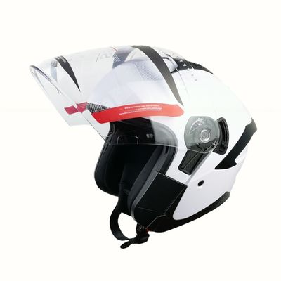Casco de motocicleta ABS blanco con escudo PC de mitad de cara y diseño personalizable