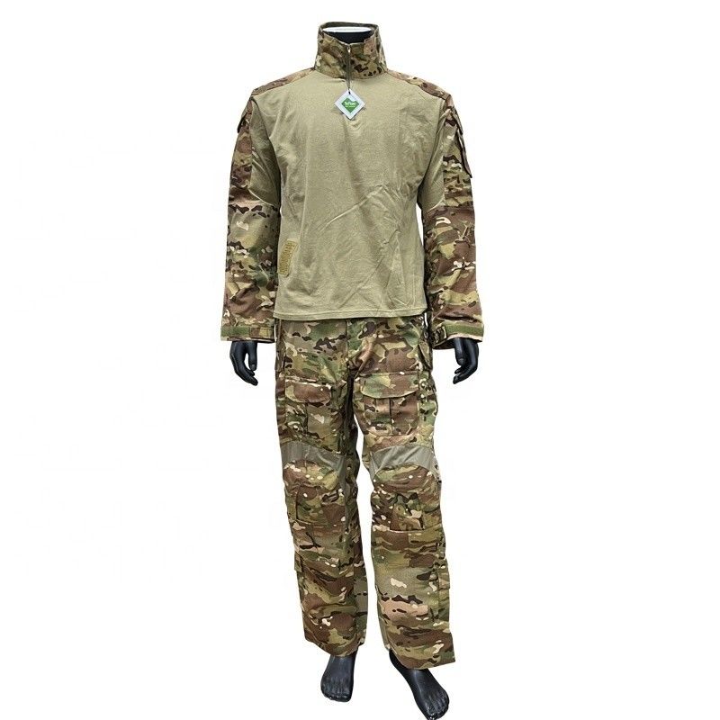 65% de poliéster 35% de algodón Uniforme de entrenamiento de color CP Traje de rana con almohadillas de codo para rodillas