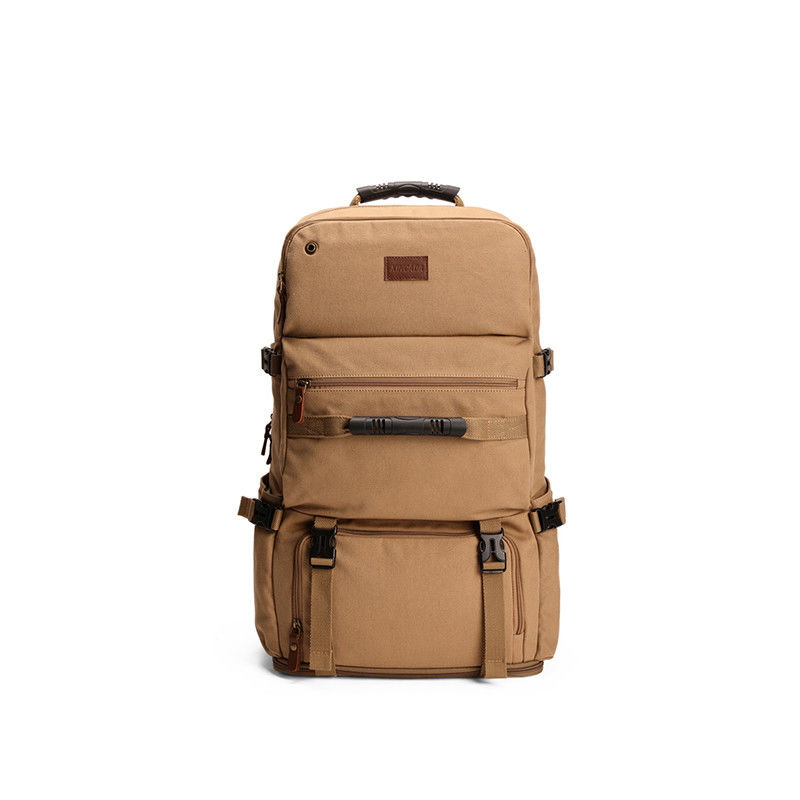 Mochila de lona expandible con cierre de cremallera para hombres, bolsa exterior ligera y duradera