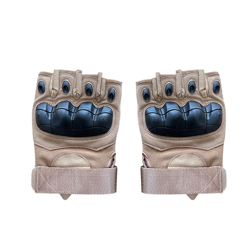 Protección de mano de medio dedo de nylon/algodón/metal verde perfecta para actividades al aire libre
