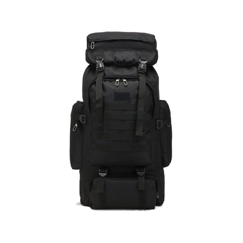 Mochila de color negro para acampar y deportes al aire libre en poliéster 600D