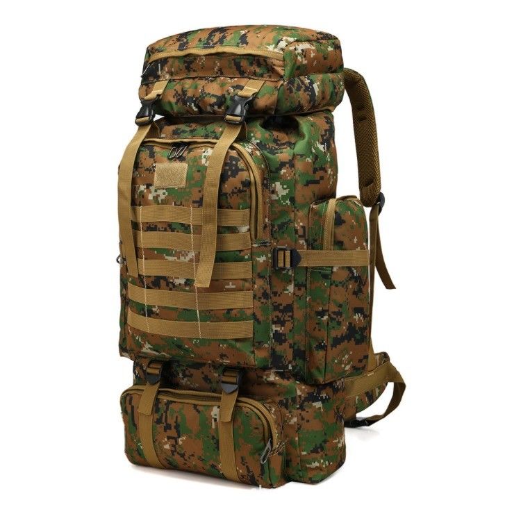 Cintas y hebillas de alta resistencia 80L Capacidad Mochila impermeable en tela de Oxford 900D
