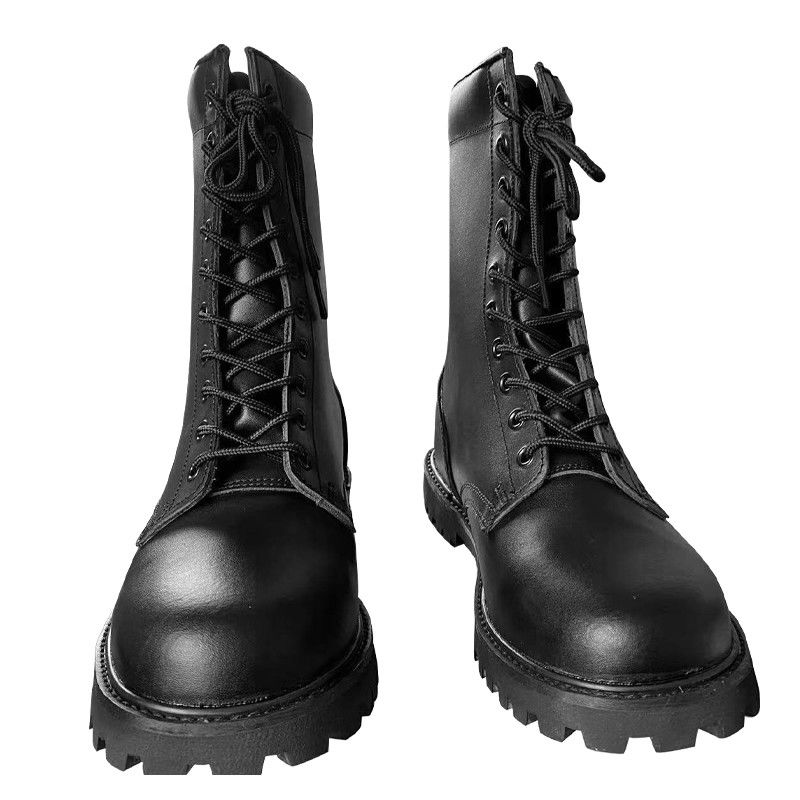 Botas de protección largas de cuero de vaca con tapa dura y suela de caucho aplastante