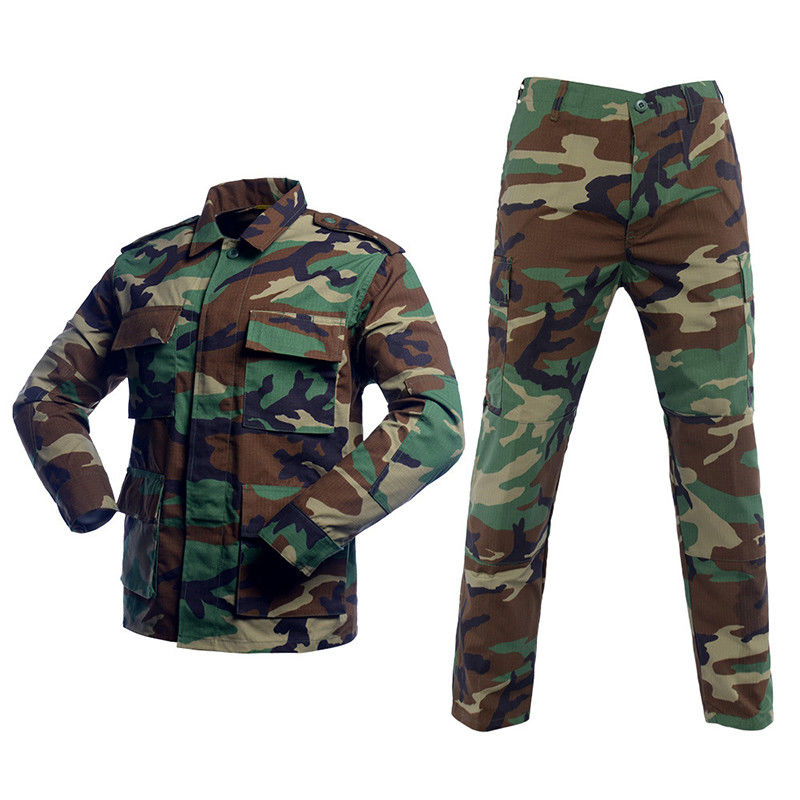 Camiseta táctica de tipo BDU de tejido Pantalones Camouflage de bosques Uniforme para actividades al aire libre